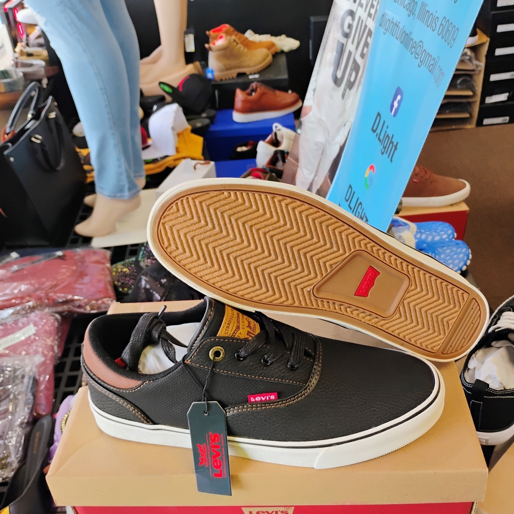 Levi's Black and White Sneakers with Vulcanized Sole